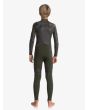Niño con neopreno con cremallera en el pecho Quiksilver Syncro Plus 4/3 verde posterior