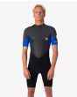 Hombre con Neopreno corto de primavera con cremallera en la espalda Rip Curl Omega Springsuit 1.5mm Negro y Azul