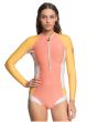 Traje de Surf de Primavera Roxy 1mm POP Surf con manga larga y cremallera frontal en color naranja