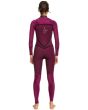 Mujer con traje de neopreno con cremallera en el pecho Roxy Pop Surf 4/3mm azul interior posterior
