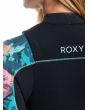 Mujer con traje de neopreno con cremallera en el pecho Roxy Elite 4/3mm Anthracite Leaf costuras