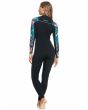 Mujer con traje de neopreno con cremallera en el pecho Roxy Elite 4/3mm Anthracite Leaf posterior