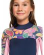 Niña con traje de Neopreno con cremallera posterior Roxy Girl Swell Series 4/3mm Azul Marino Floral costuras