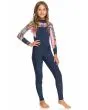 Niña con traje de Neopreno con cremallera posterior Roxy Girl Swell Series 4/3mm Azul Marino Floral 