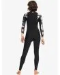 Mujer con neopreno con cremallera en el pecho Roxy Swell Series 4/3mm negro floral espalda