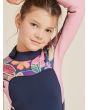 Niña con traje de Surf con cremallera en la espalda Roxy Girl Swell Series 4/3mm Azul Marino Floral costuras