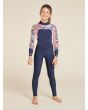 Niña con traje de Surf con cremallera en la espalda Roxy Girl Swell Series 4/3mm Azul Marino Floral 
