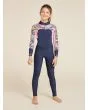 Niña con traje de Surf con cremallera en la espalda Roxy Girl Swell Series 4/3mm Azul Marino Floral 