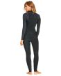 Mujer con neopreno con cremallera en el pecho Roxy Swell Series 5/4/3mm negro posterior