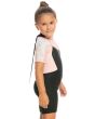 Niña con Traje de Surf de Primavera con Manga Corta y Cremallera en la Espalda 2/2mm Prologue Tiny 2-7 años Rosa Floral lateral