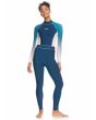 Mujer con traje de surf con cremallera en el espalda Roxy Rise 3/2mm azul frontal 