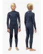 Niño con Traje de Surf con cremallera en el pecho Vissla 7 Seas Boys 4/3mm Full Azul Marino frontal y posterior