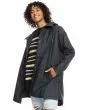Mujer con Trenca Roxy Rain Dance Polar Jacket Antracita abierta