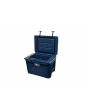 Nevera portátil de campamento YETI Tundra 35 azul marino abierta
