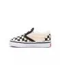 Zapatillas Vans Slip-On para bebé de 1 a 4 años blancas y negras con estampado Checkerboard izquierda