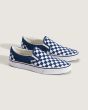 Zapatillas sin cordones Vans Classic Slip-On Checkerboard Azul Deep Indigo para hombre lateral