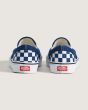 Zapatillas sin cordones Vans Classic Slip-On Checkerboard Azul Deep Indigo para hombre talón