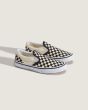 Zapatillas sin cordones Vans Junior Classic Slip-On Checkerboard negras y blancas para niño 8-14 años lateral