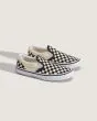 Zapatillas sin cordones Vans Junior Classic Slip-On Checkerboard negras y blancas para niño 8-14 años lateral