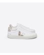 Zapatillas Veja Campo Chromefree Leather Blancas con logo platino