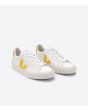 Zapatillas ecológicas Veja Campo Chromefree blancas con logo amarillo White Tonic Unisex frontal 