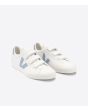 Zapatillas con velcro Veja Recife Chromefree Leather White Steel blancas y azules frontal