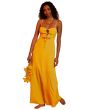Mujer con vestido largo de tirantes Billabong  It's Now Cool Lima Amarillo 