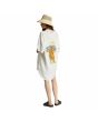 Mujer con vestido camisero Brixton Condesa Linen Blanco lateral