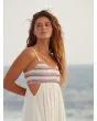 Mujer con Vestido largo y fluido Roxy Hot Tropics Blanco lifestyle aberturea