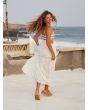Mujer con Vestido largo y fluido Roxy Hot Tropics Blanco lifestyle derecha