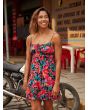 Mujer con vestido corto Roxy La Vida Mini color Anthracite Floral Fiesta Big lifestyle