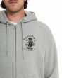 Hombre con sudadera Volcom Catastrophy Zip Gris Jaspeado cordones de ajuste y gráfico punk delantero