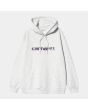 Sudadera con capucha Carhartt WIP Women's Hooded Carhartt Sweatshirt gris con logo morado para mujer 