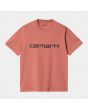 Camiseta orgánica de manga corta Carhartt WIP W' Script Misty Blush Vulcan para mujer