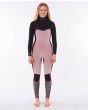Traje de surf de neopreno con cremallera en el pecho Rip Curl Dawn Patrol 5/3 Chest Zip negro para mujer frontal interior