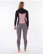 Traje de surf de neopreno con cremallera en el pecho Rip Curl Dawn Patrol 5/3 Chest Zip negro para mujer posterior interior