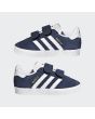 Zapatillas de velcro Adidas Gazelle Azul marino con detalles en blanco para niño laterales