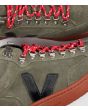 Zapatillas Altas Ecológicas Veja Roraima Suede verde oliva cordones rojos