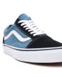 Zapatillas de Skate Vans Old Skool en color azul marino con suela de goma blanca sidestripe