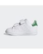 Zapatillas Adidas para bebé Stan Smith CF con cierre de velcro blancas y verdes izquierda