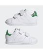 Zapatillas Adidas para bebé Stan Smith CF con cierre de velcro blancas y verdes lateral