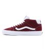 Zapatillas Vans de caña media Mid Skool granates y banda lateral blanca Unisex izquierda 