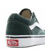Zapatillas Vans Old Skool en color verde oscuro y banda lateral sidestripe blanca para niño 4 a 8 años posterior
