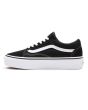 Zapatillas con plataforma Vans Old Skool en color negro y banda lateral sidestripe blanca izquierda