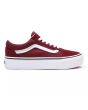 Zapatillas Vans Old Skool con plataforma granates con suela y banda lateral blancas derecha