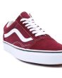 Zapatillas Vans Old Skool granates con suela y banda lateral sidestripe blanca para hombre cordones 