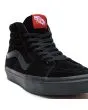 Zapatillas Vans de caña alta SK8-Hi de cuero en color negro con banda lateral sidestripe negra cordones