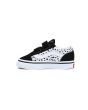 Zapatillas para bebé Vans TD Old Skool V Dalmatian negras y blancas con velcro izquierda