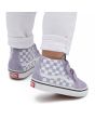 Bebé con Zapatillas Vans Sk8-Mid Reissue Checkerboard con cierre de velcro lavanda detalle