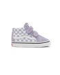 Zapatillas Vans Sk8-Mid Reissue Checkerboard con cierre de velcro lavanda para bebé